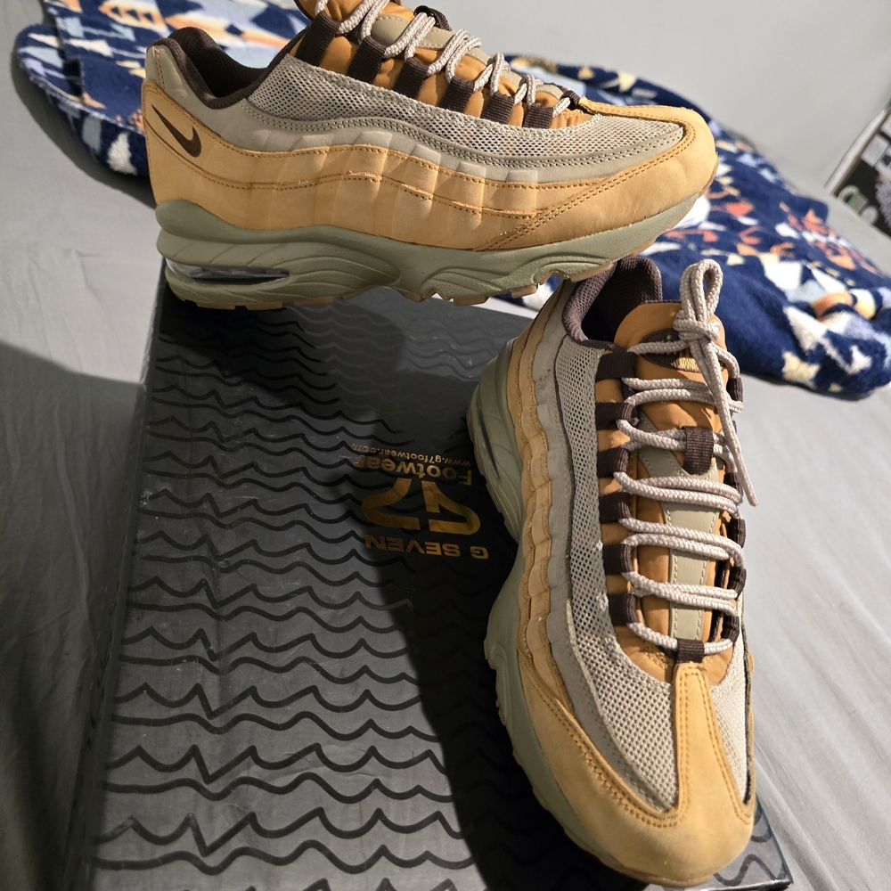 Nike Air Max 95 Premium PRM Wheat Brown Leather Tan Mens Size 7 538416-700